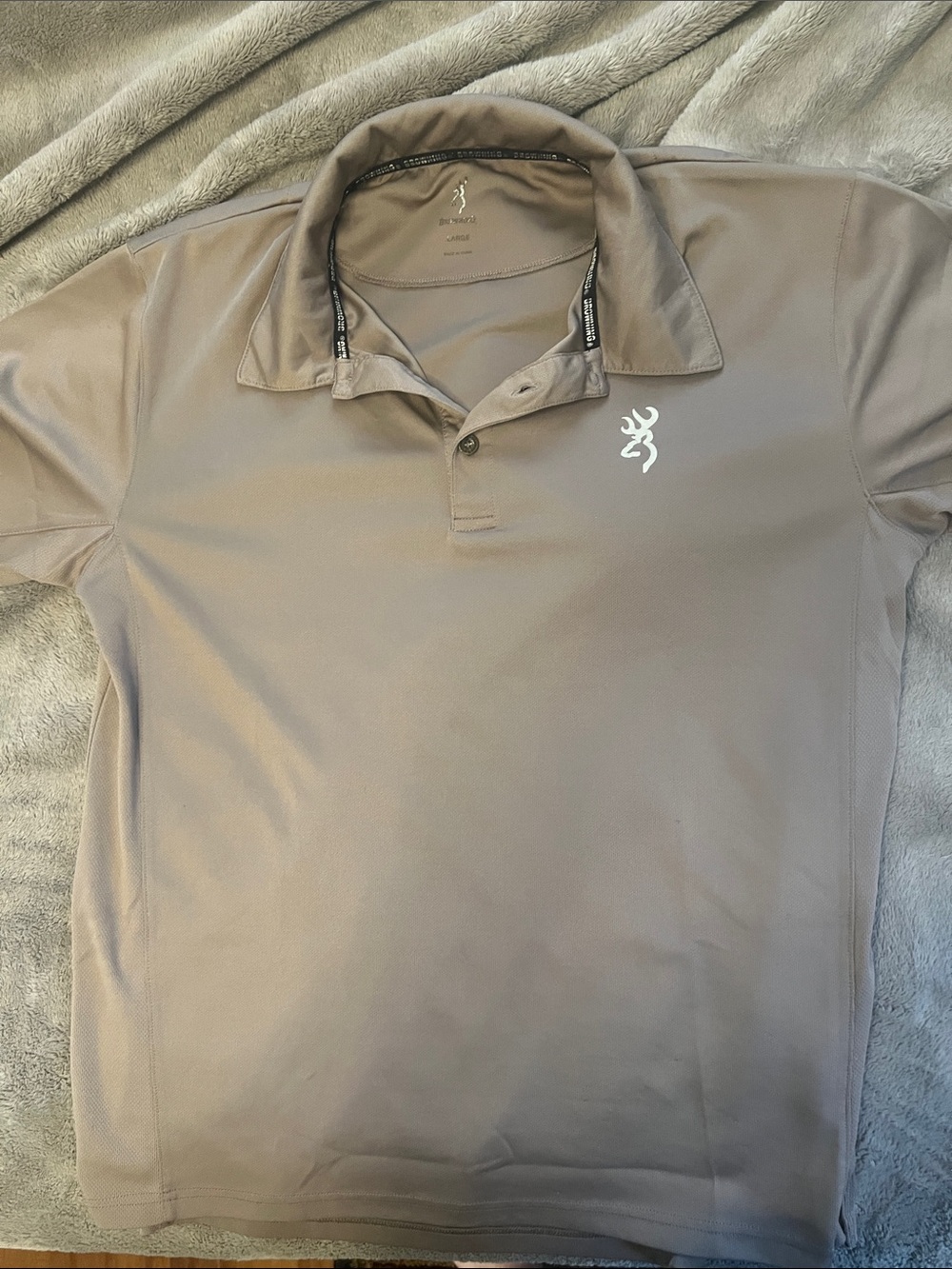 Browning Men's Polo in Taupe Gray with White Logo